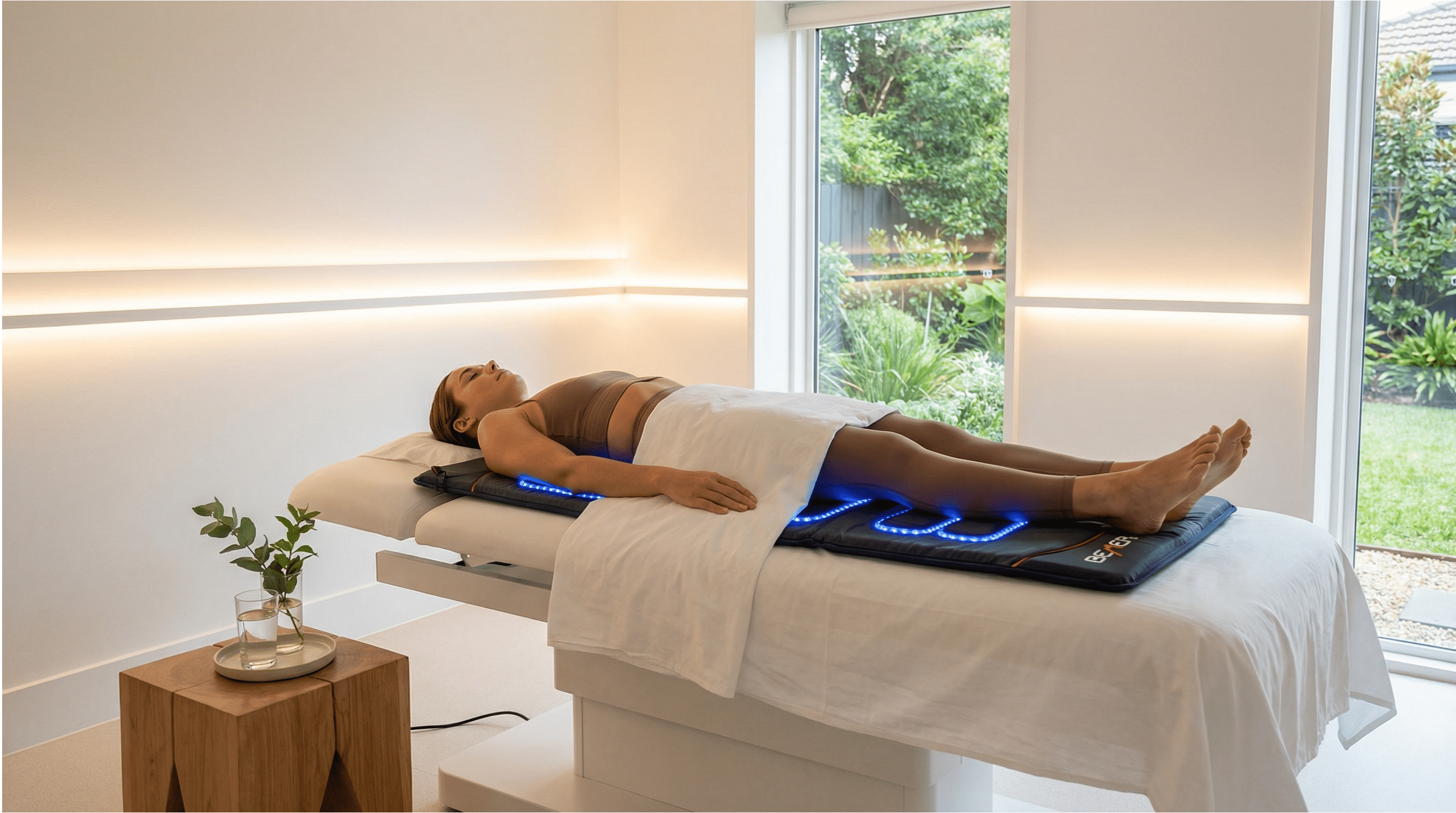 Client relaxing during lymphatic health and detox treatment