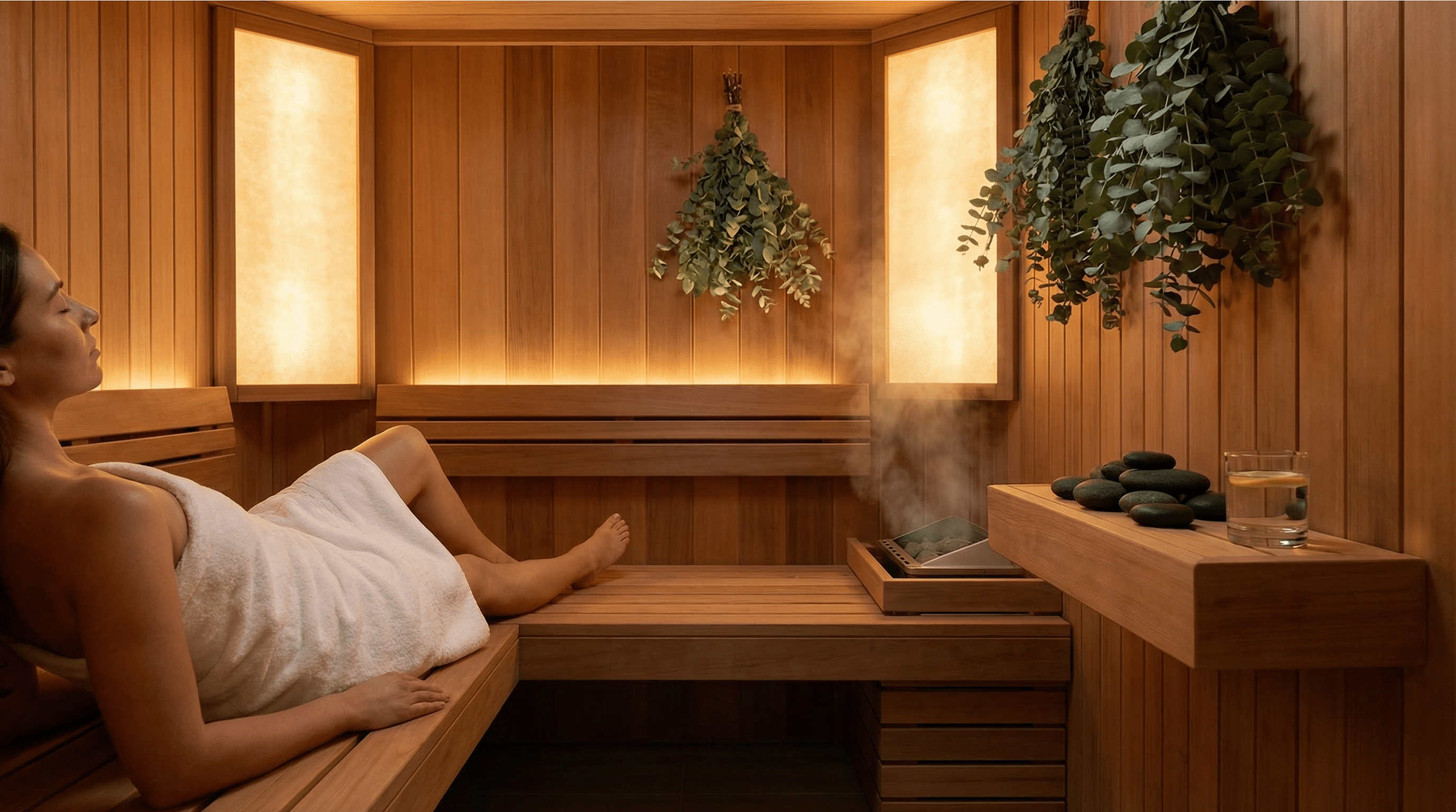 Warm spa room setup for heat therapy and weight loss treatment